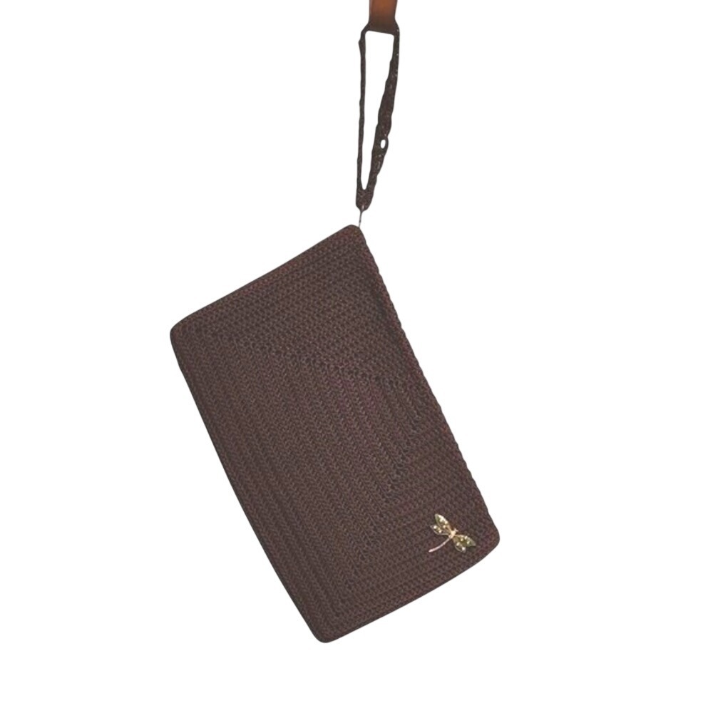 Brown Crochet Zipper Wristlet‎ Boho Cottagecore Fairycore Whimsical